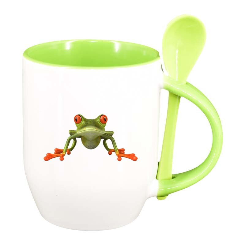 Cana Broasca cu lingurita, interior verde deschis, 330ml, D187
