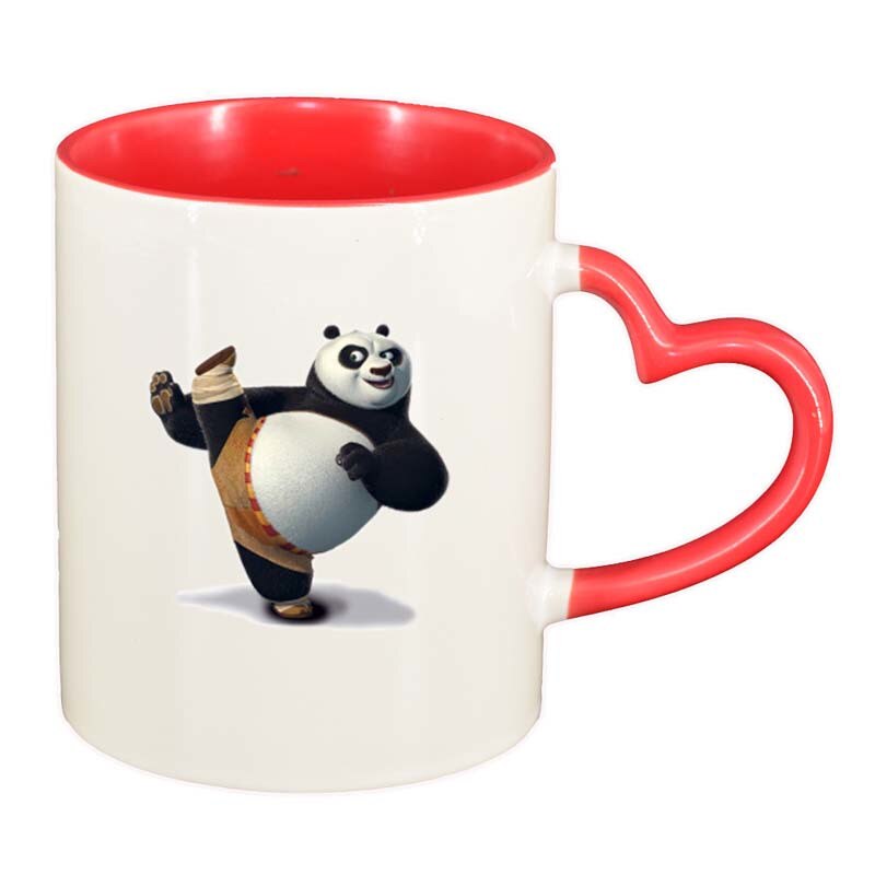Cana Kungfu Panda, interior rosu, maner inima, 330ml, D184