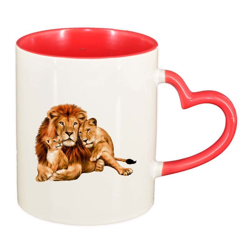 Cana Leu, interior rosu, maner inima, 330ml, D196