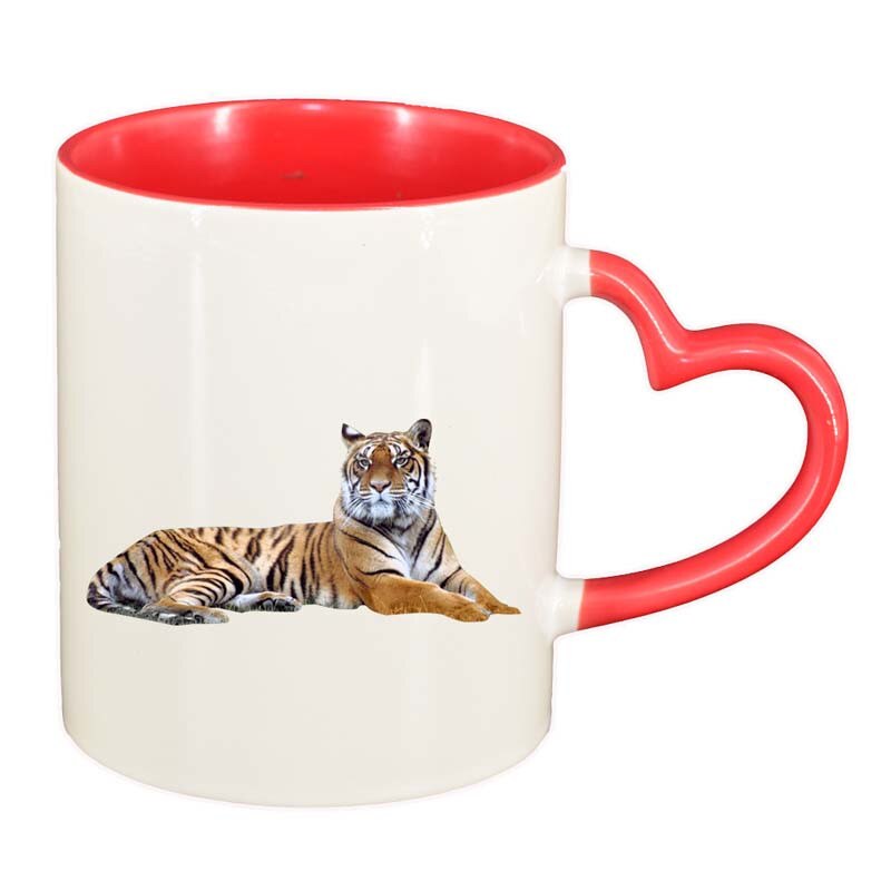 Cana Tigru, interior rosu, maner inima, 330ml, D194