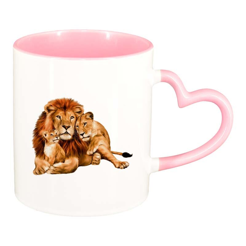 Cana Leu, interior roz, maner inima, 330ml, D196