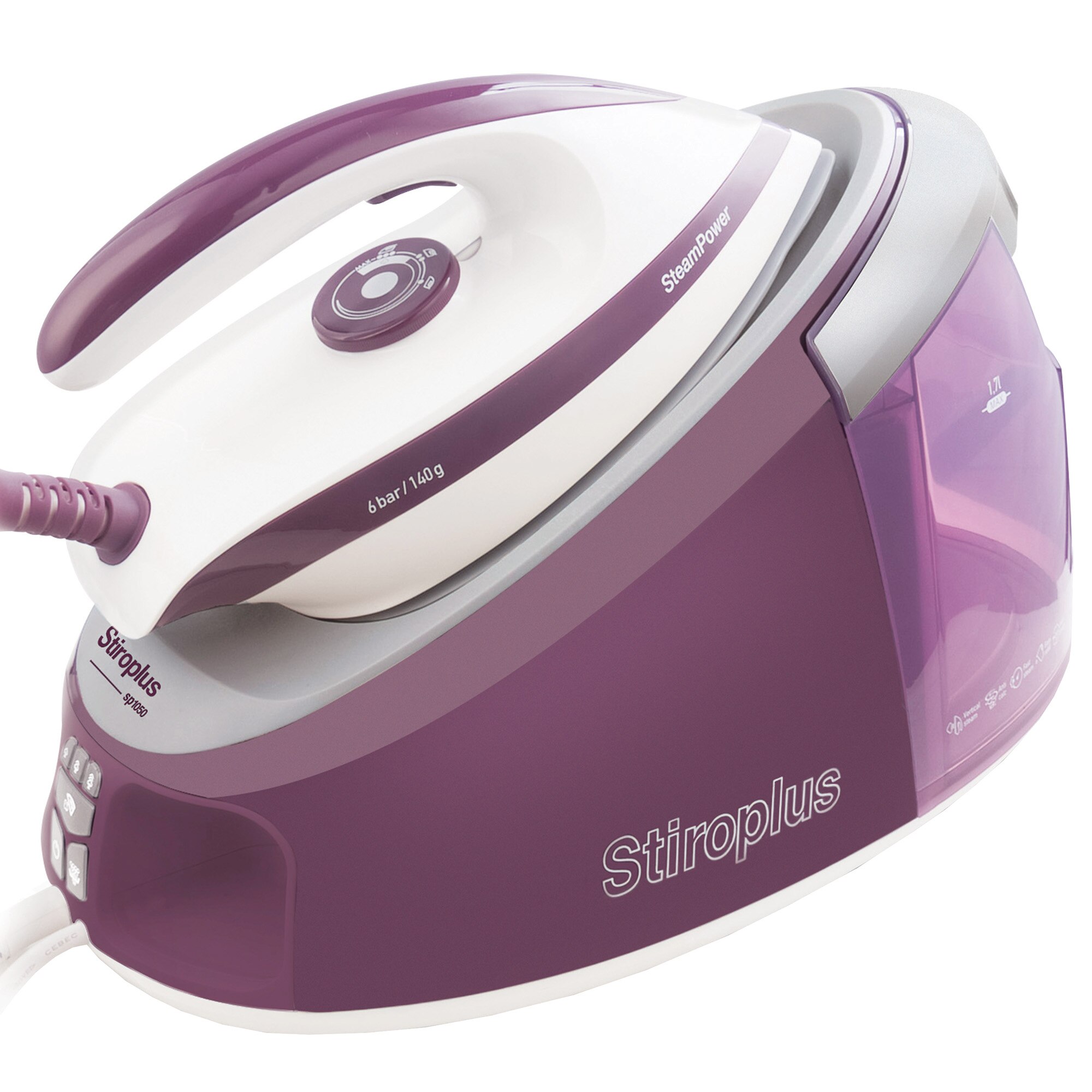 Statie de calcat Stiroplus by Rohnson SP1050, 3000 W, 6 bari, Alb/Roz