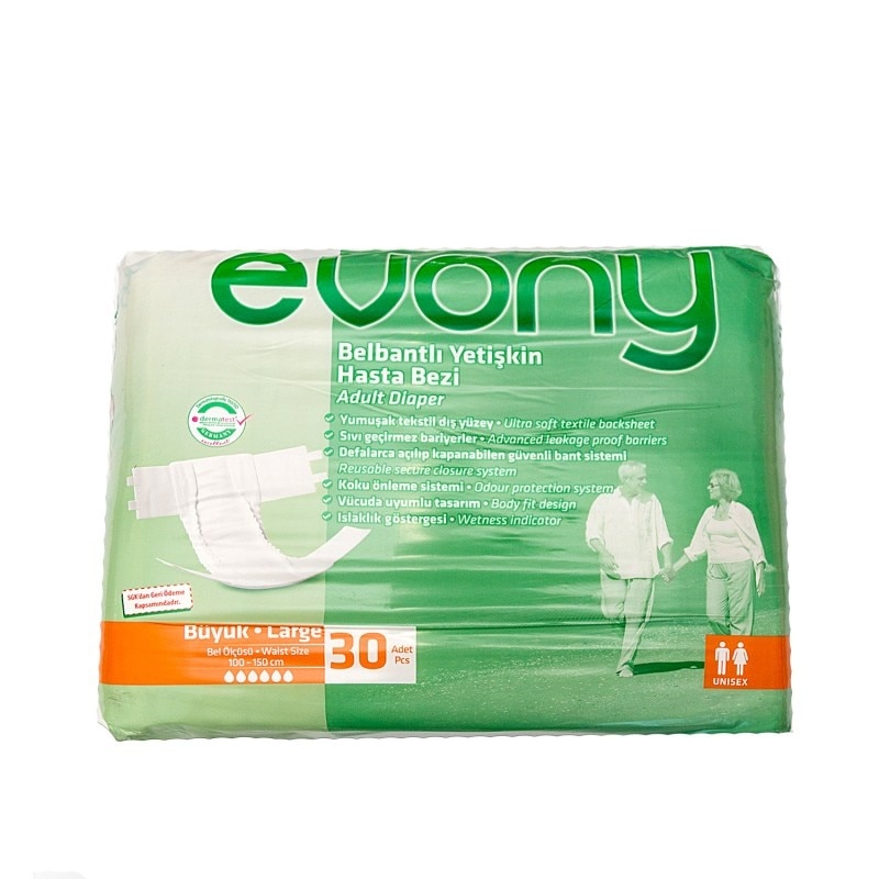 Scutece Pentru Incontinenta Evony nr. 3 Large - L 30 buc/set , unica folosinta