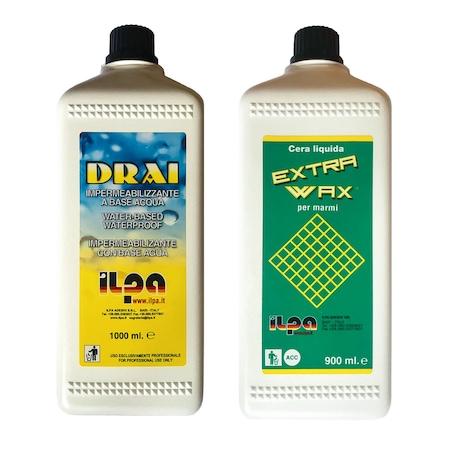 Pachet Impermeabilizare Si Cerurie Pe Baza De Apa Pentru Blaturi Din Marmura Granit Travertin Si Beton Drai Aqua Extra Wax Aqua Ilpa 1 9 L Emag Ro