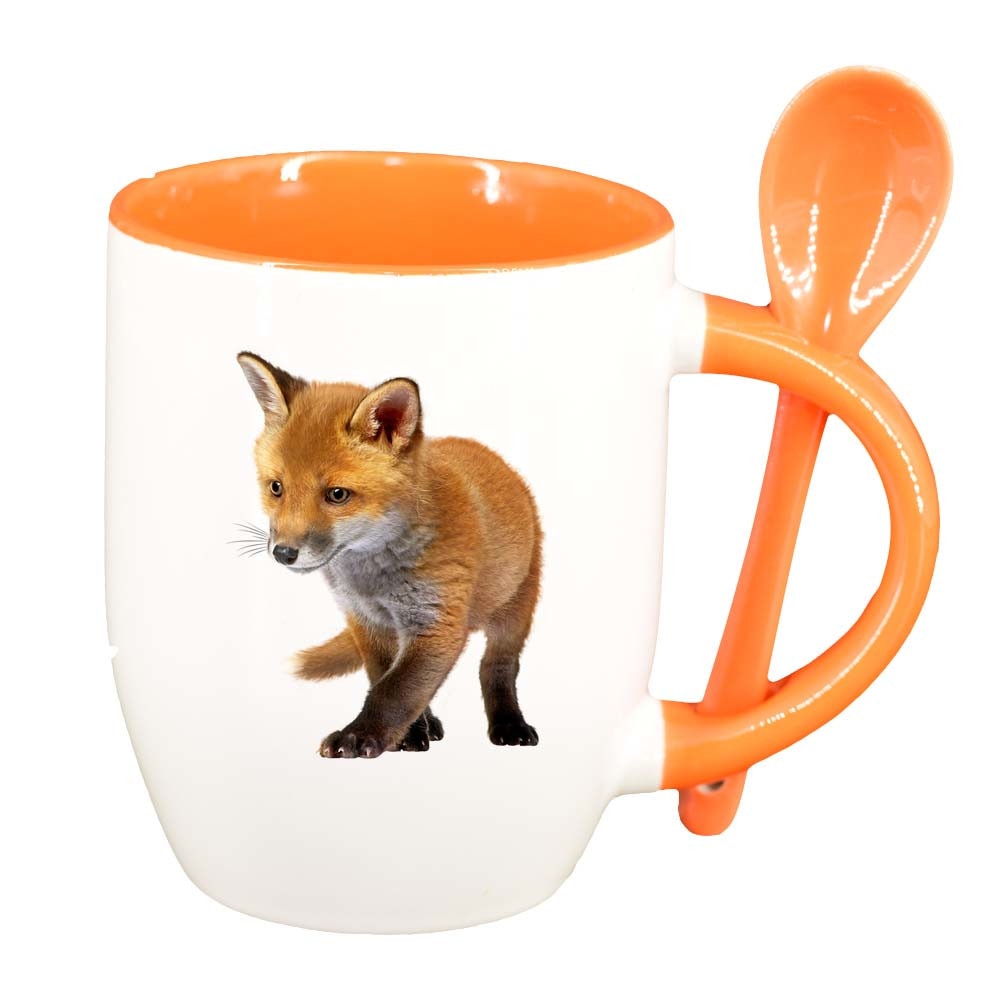 Cana Vulpe cu lingurita, interior portocaliu, 330ml, D207