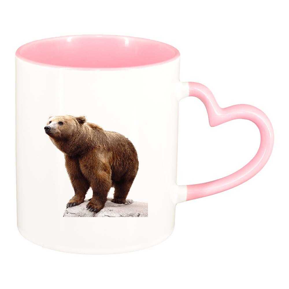 Cana Ursulet, interior roz, maner inima, 330ml, D206