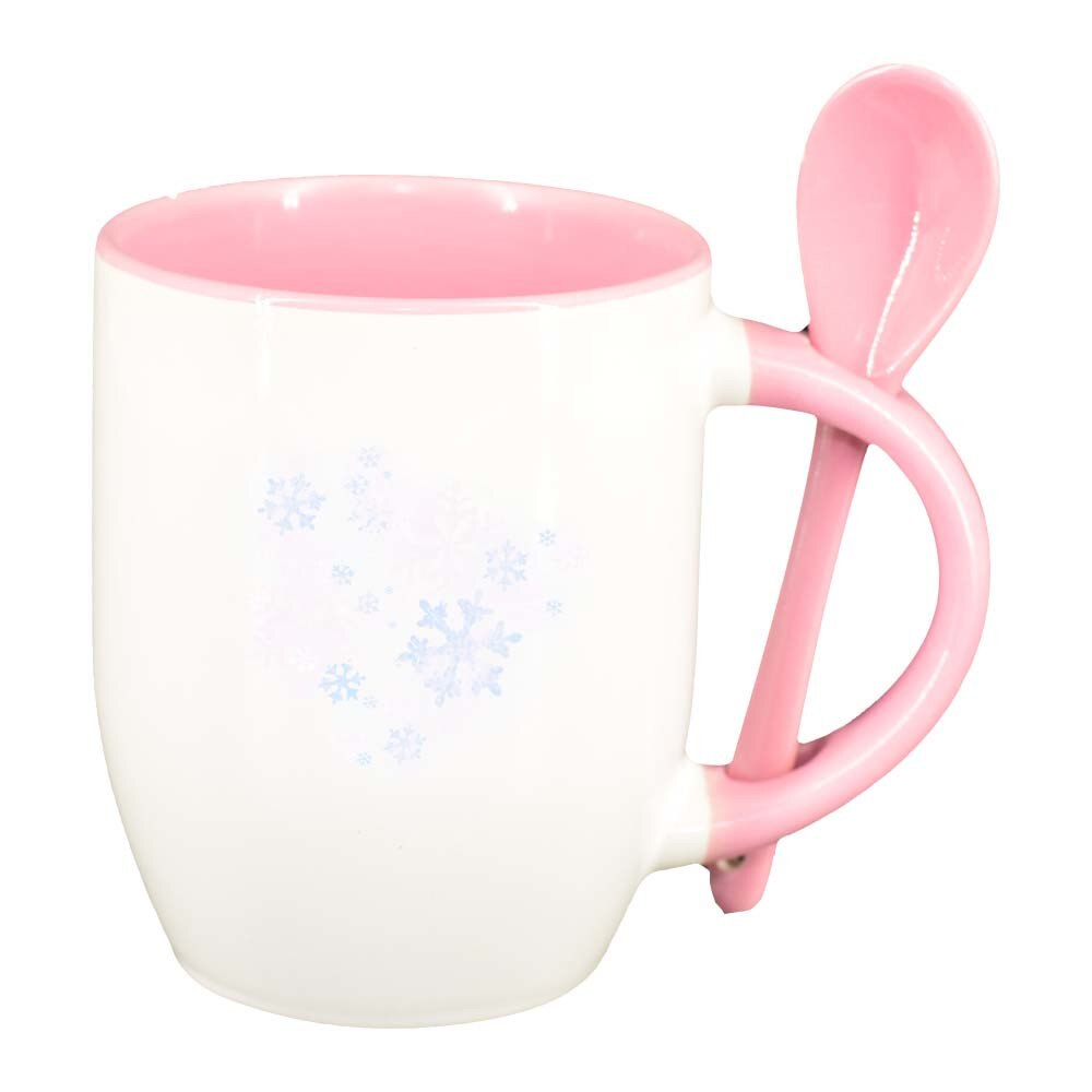 Cana Fulgi de zapada cu lingurita, interior roz, 330ml, D211