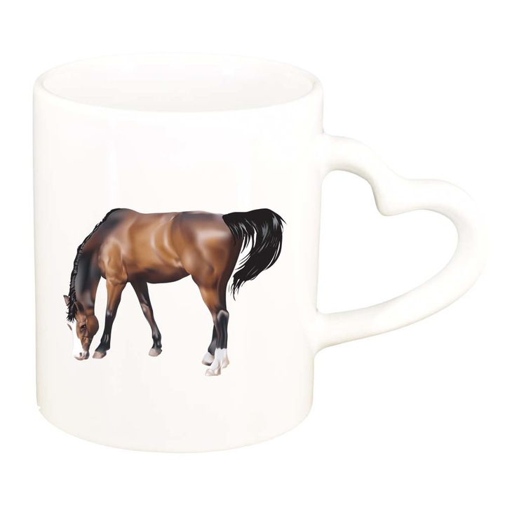 Cana Cal, alb, maner inima, 330ml, D208