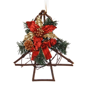 Decoratiune coronita brad, forma brad, rosu - auriu Decoratiune coronita brad, forma brad, rosu - auriu