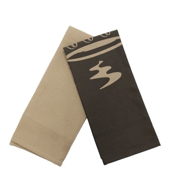 Prosop bucatarie iMKⓇ model ceasca si boabe de cafea, bumbac, 50 x 70 cm, maro cu bej Prosop bucatarie iMKⓇ model ceasca si boabe de cafea, bumbac, 50 x 70 cm, maro cu bej