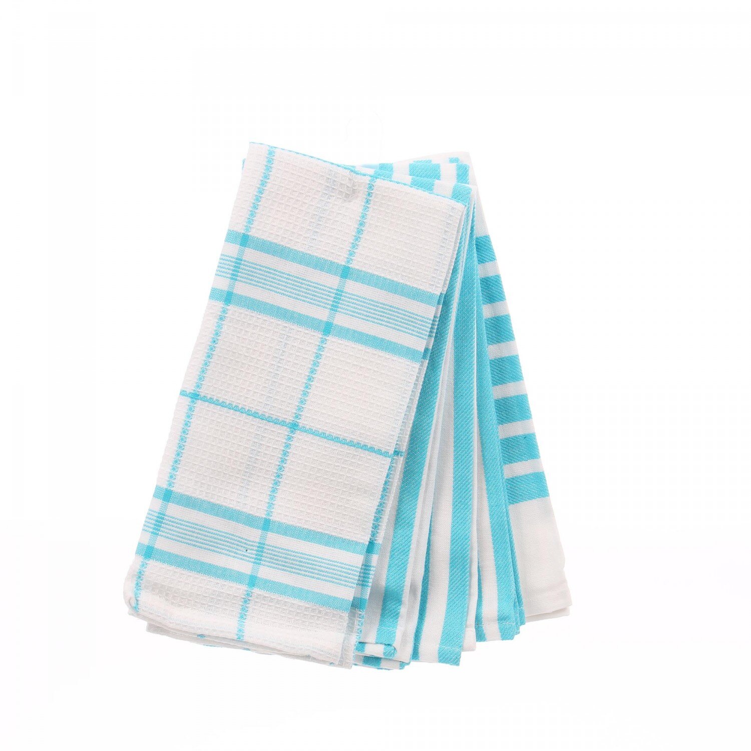 Prosop bucatarie iMKⓇ set 6 bucati, model dungi, 50 x 70 cm, alb cu bleu