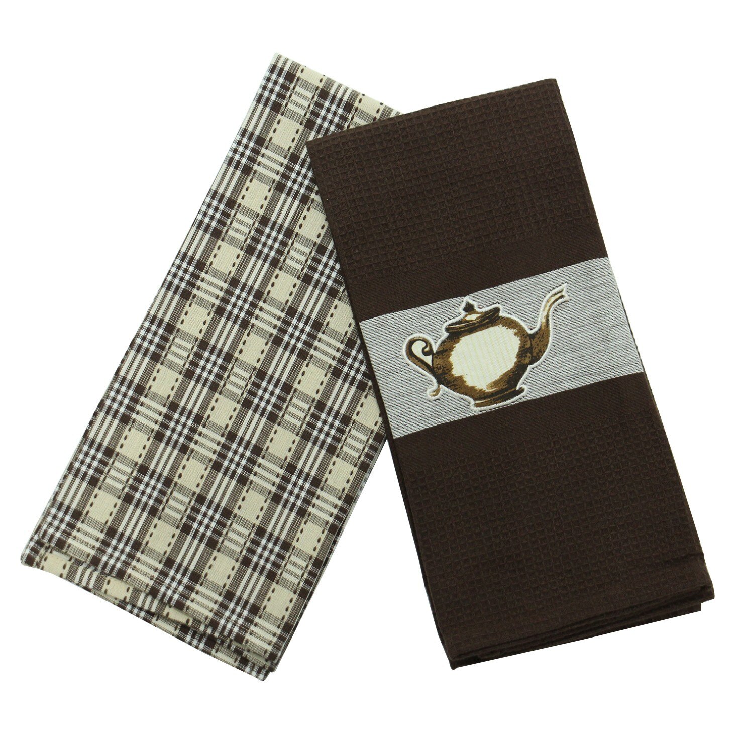 Prosop bucatarie iMKⓇ set 2 bucati, bumbac, model ceainic, 70 x 50 cm, maro