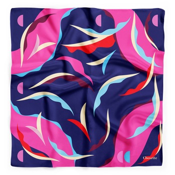 Esarfa patrata din matase naturala Chosette, 50 x 50 cm,  Esarfa patrata din matase naturala Chosette, 50 x 50 cm,