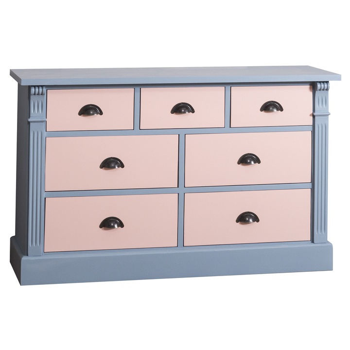 Szel-Mob Komód, 7 fiókkal, tömörfa, 122 x 41 x 75 cm