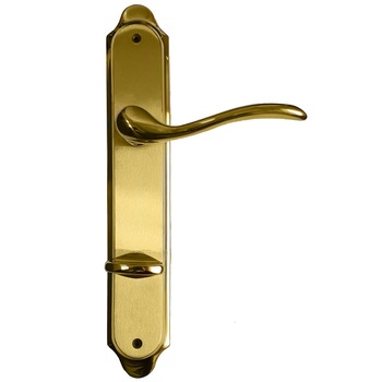 Maner usa interior, Verofer Tolosa, cu sild pentru WC, material alama, culoare alama satinat, 90 x 45 mm Maner usa interior, Verofer Tolosa, cu sild pentru WC, material alama, culoare alama satinat, 90 x 45 mm