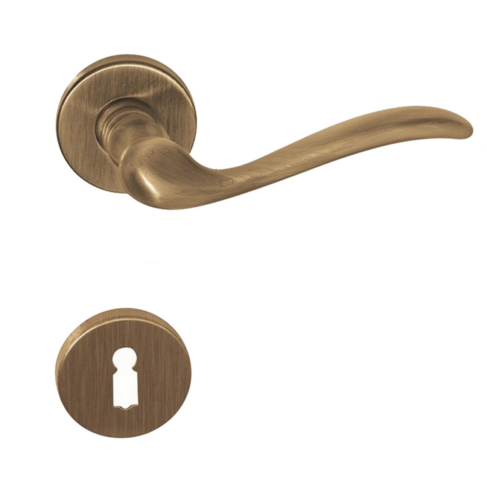 Maner usa interior, Verofer Tolosa, cu rozeta pentru cheie, material alama, culoare bronz grafiat