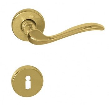 Maner usa interior, Verofer Tolosa, cu rozeta pentru cheie, material alama, culoare alama satinat Maner usa interior, Verofer Tolosa, cu rozeta pentru cheie, material alama, culoare alama satinat