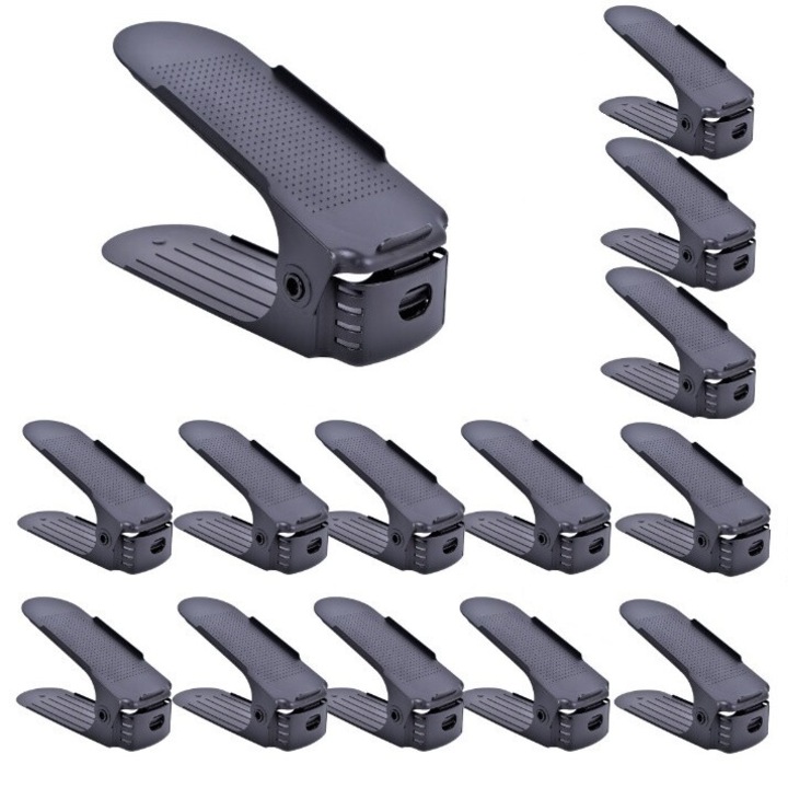 Set 20X Organizator suport pantofi Zenai, REGLABIL, dublarea spatiului depozitare, culoare Negru clasic