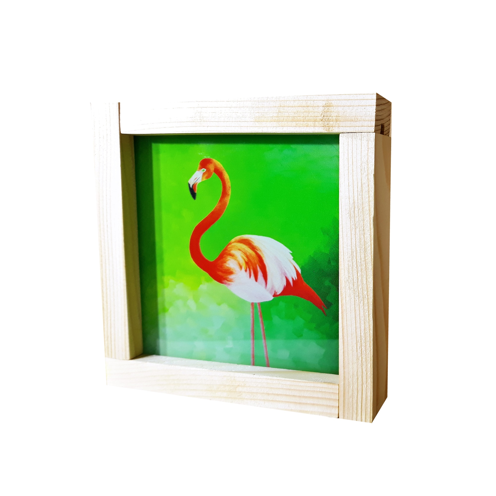 Cadou pentru femei, Regalo - Tablou luminos Flamingo, verde, 12,5 cm