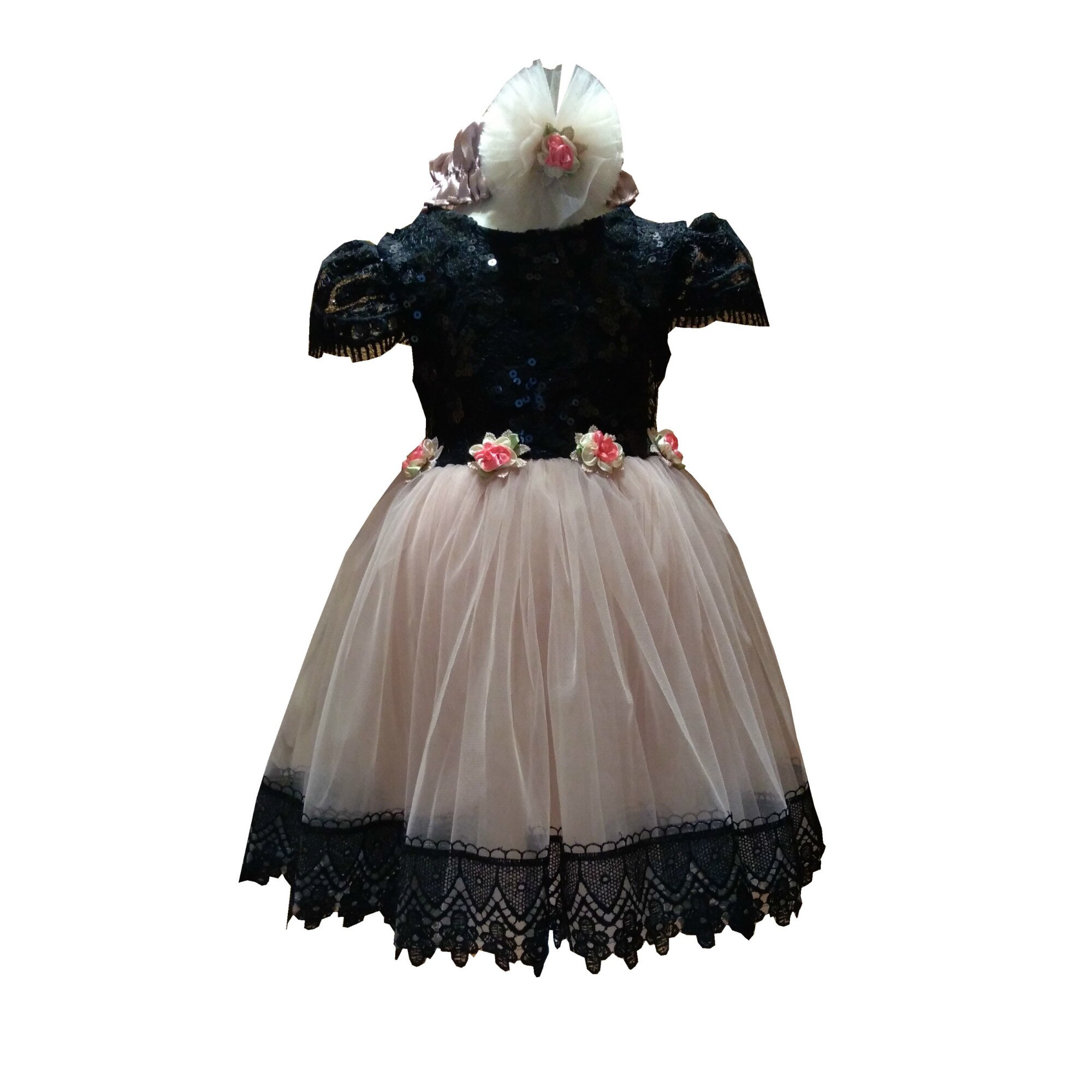 Rochie botez Roz Prafuit / Negru 6-9 luni