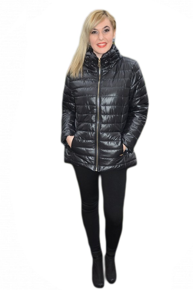 Geaca dama, guler fronsat,D&J Exclusive, Negru