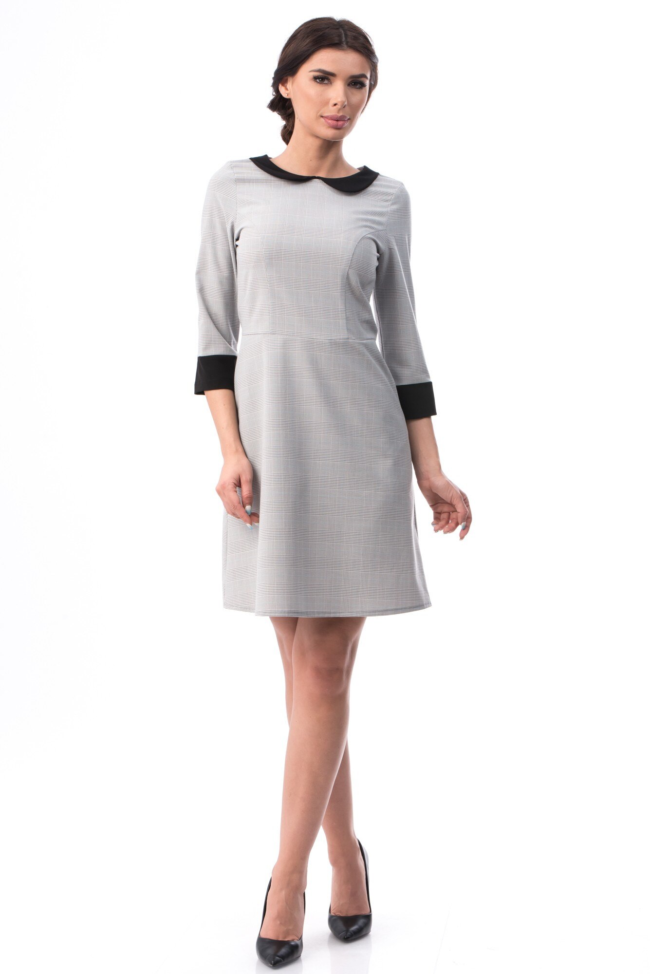 Rochie office-casual din material usor,gri,jerseu, Gri