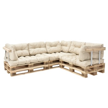 Canapea Interior Arlechin Euro Paleti Model F, en.casa, perna sezut 120 x 80 x 12 cm, perna spate 60 x 40 x 20/10 cm, cu 6 europalet, 3 spatare, 3 suporti brate, 3 perna sezut si 8 perne spate, poliester, bej, 5 locuri Canapea Interior Arlechin Euro Paleti Model F, en.casa, perna sezut 120 x 80 x 12 cm, perna spate 60 x 40 x 20/10 cm, cu 6 europalet, 3 spatare, 3 suporti brate, 3 perna sezut si 8 perne spate, poliester, bej, 5 locuri