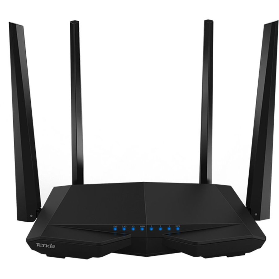 Router wireless Tenda AC6, AC1200, dual-band 300mbps, 4 antene, negru si lampa USB pentru laptop
