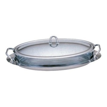Vas termorezistent oval cu capac inox si tava inox, 3l, BH1385 Vas termorezistent oval cu capac inox si tava inox, 3l, BH1385