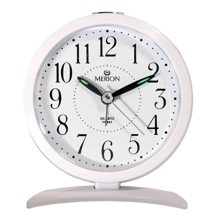 Ceas desteptator Merion 3848-6, cuart, culoare alba