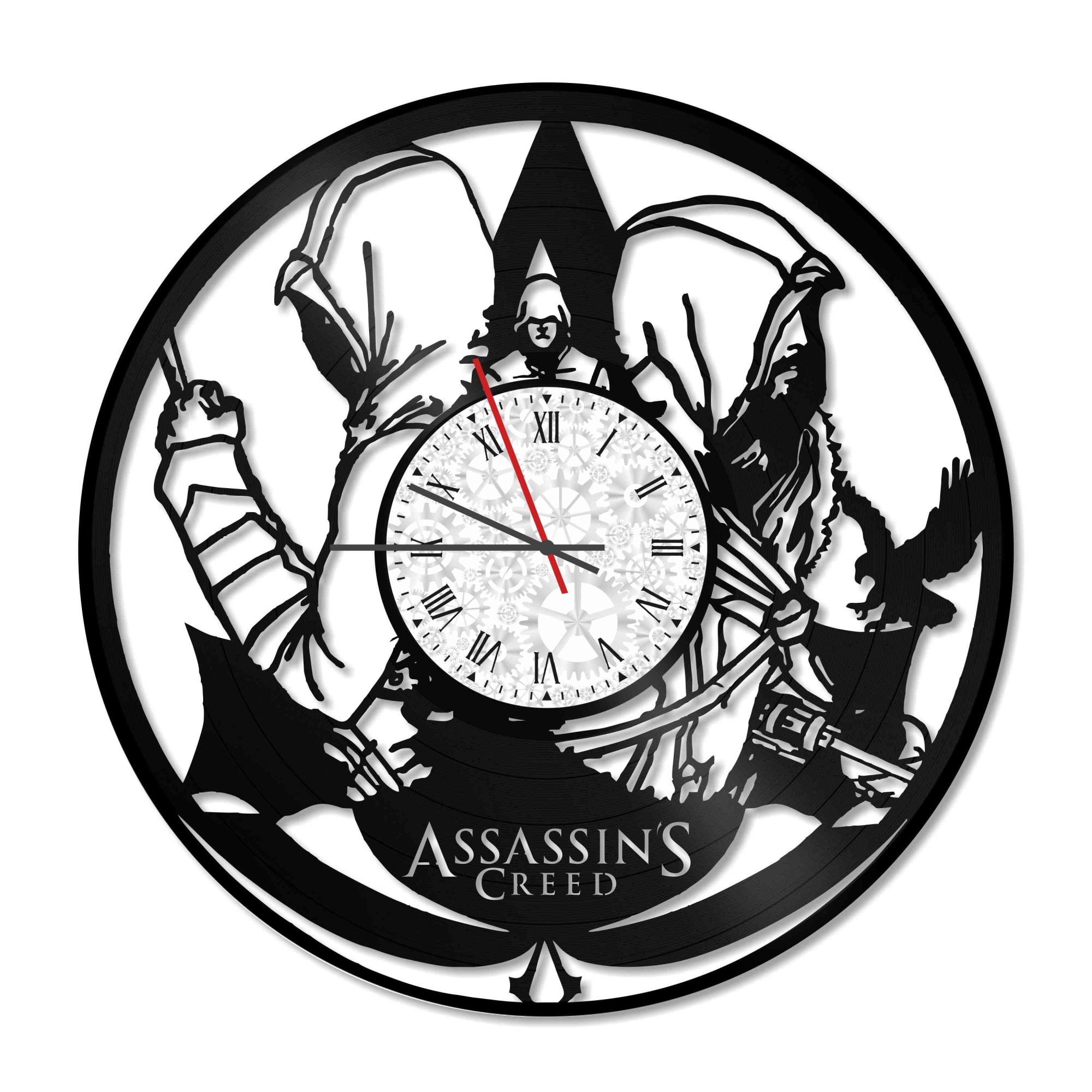 Ceas de perete Vintage din vinil Revival Vinyl Wall Clock Assassin's Creed - diametru 29cm