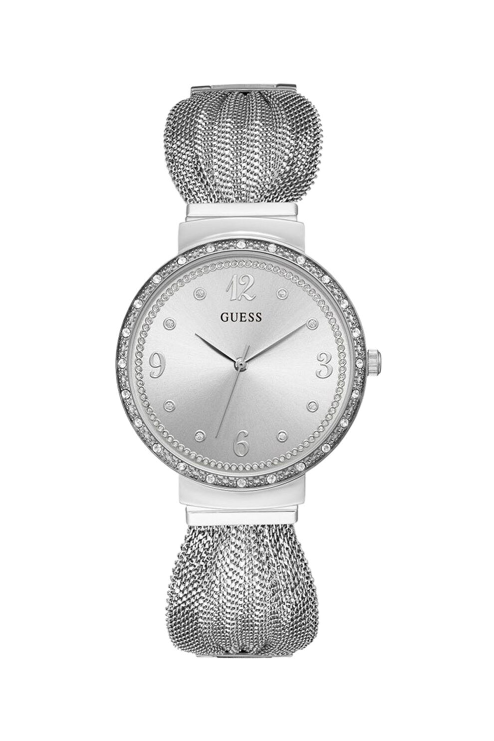 Guess, Ceas quartz decorat cu cristale, Argintiu