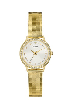 Guess, Ceas rotund decorat cu cristale, Auriu deschis Guess, Ceas rotund decorat cu cristale, Auriu deschis