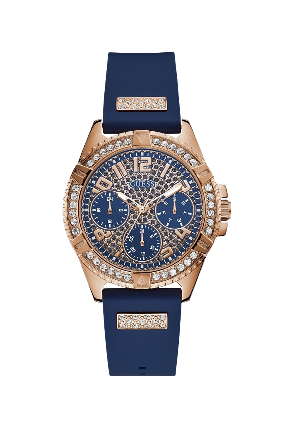 Guess, Ceas cu functii multiple si cadran decorat cu cristale, Bleumarin