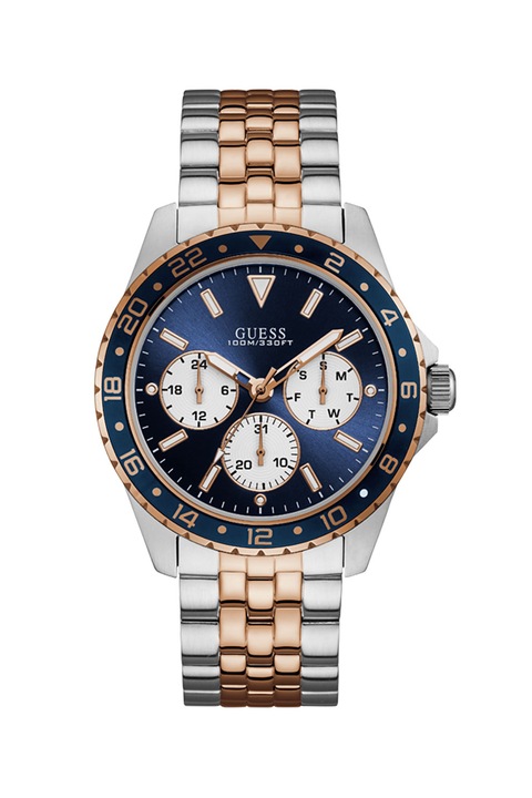 Guess, Мултифункционален часовник с метална верижка, Сребрист/Златист