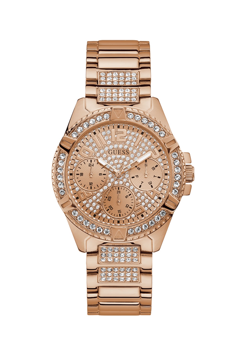Guess, Ceas din otel inoxidabil decorat cu cristale, Auriu