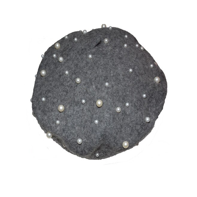 Caciula rafinata cu design de perle albe, D&J Exclusive, Gri,Universal