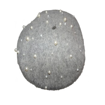 Caciula rafinata cu design de perle albe, D&J Exclusive, Gri deschis,Universal Caciula rafinata cu design de perle albe, D&J Exclusive, Gri deschis,Universal