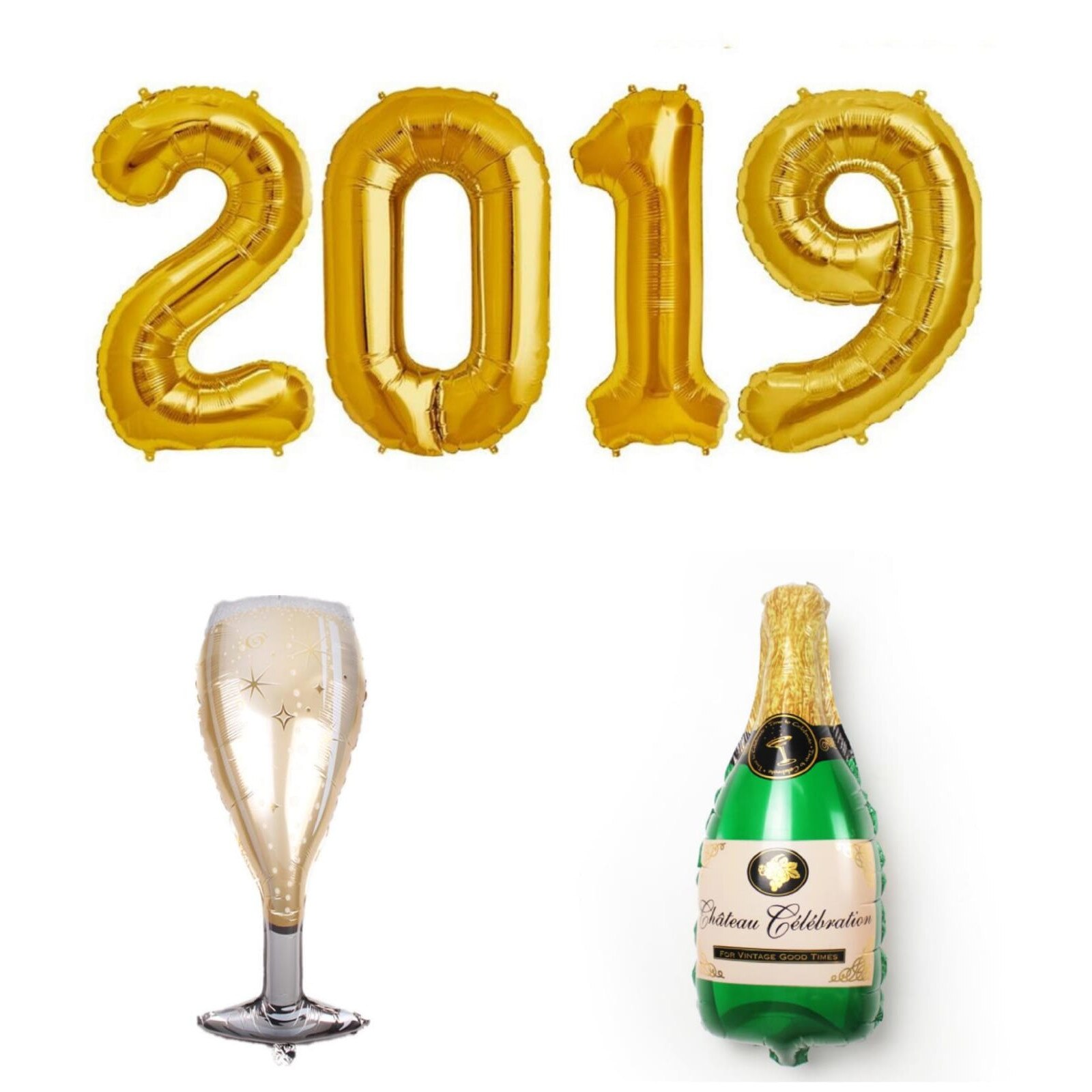 Set Baloane Petrecere Revelion 2019, auriu, 41 cm