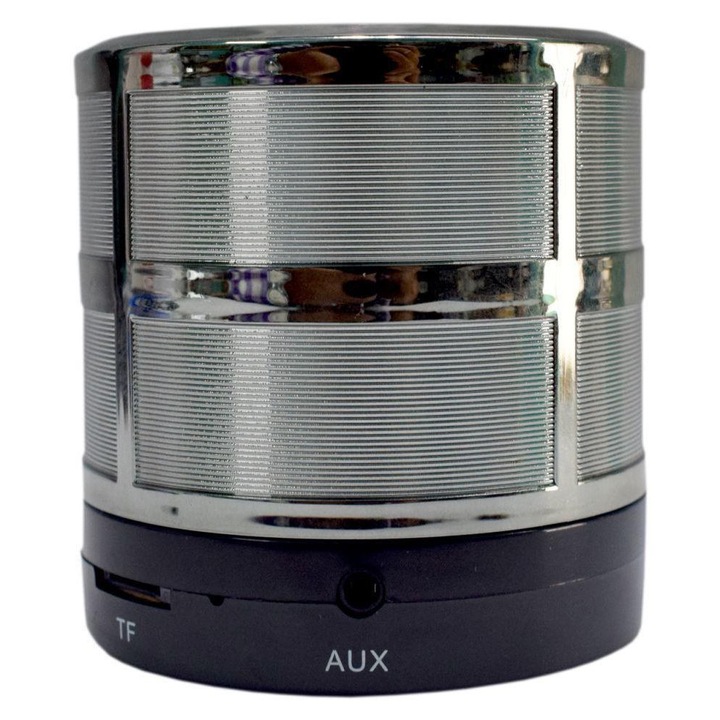 Boxa Portabila Cu Bluetooth, Cititor USB, Card, Radio, Argintiu