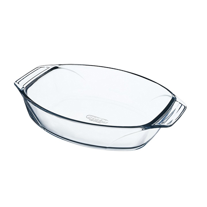 Vas oval, Pyrex Let's Share, sticla termorezistenta, 38 x 27 x 7 cm, 4 L