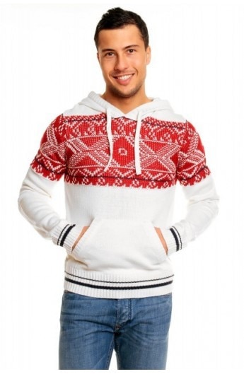 Pulover barbatesc ,sport , alb cu model, marimea 2xl