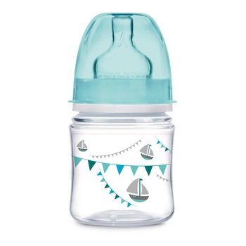 Biberon anticolici gat larg, Canpol babies®, polipropilena, 120 ml, “Let's Celebrate”, bleu Biberon anticolici gat larg, Canpol babies®, polipropilena, 120 ml, “Let's Celebrate”, bleu