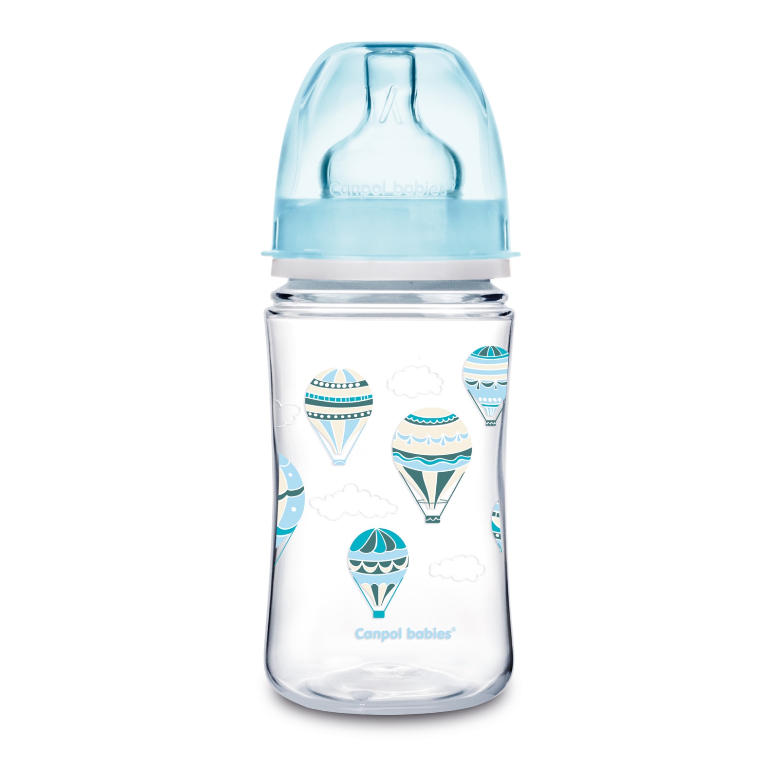 Biberon anticolici gat larg, Canpol babies®, polipropilena, 240 ml, “In The Clouds”, bleu Albastru 240 ml