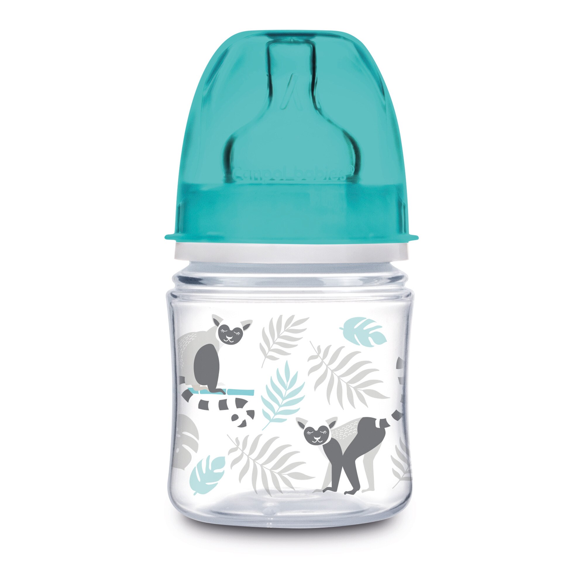 Biberon anticolici gat larg, Canpol babies®, polipropilena, 120 ml, “Jungle”, bleu
