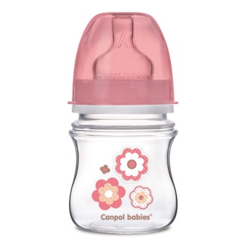 Biberon anticolici gat larg, Canpol babies®, polipropilena, 120 ml, “Newborn Baby”, roz Biberon anticolici gat larg, Canpol babies®, polipropilena, 120 ml, “Newborn Baby”, roz