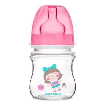 Biberon anticolici gat larg, Canpol babies®, polipropilena, 120 ml, “Toys”, roz Biberon anticolici gat larg, Canpol babies®, polipropilena, 120 ml, “Toys”, roz