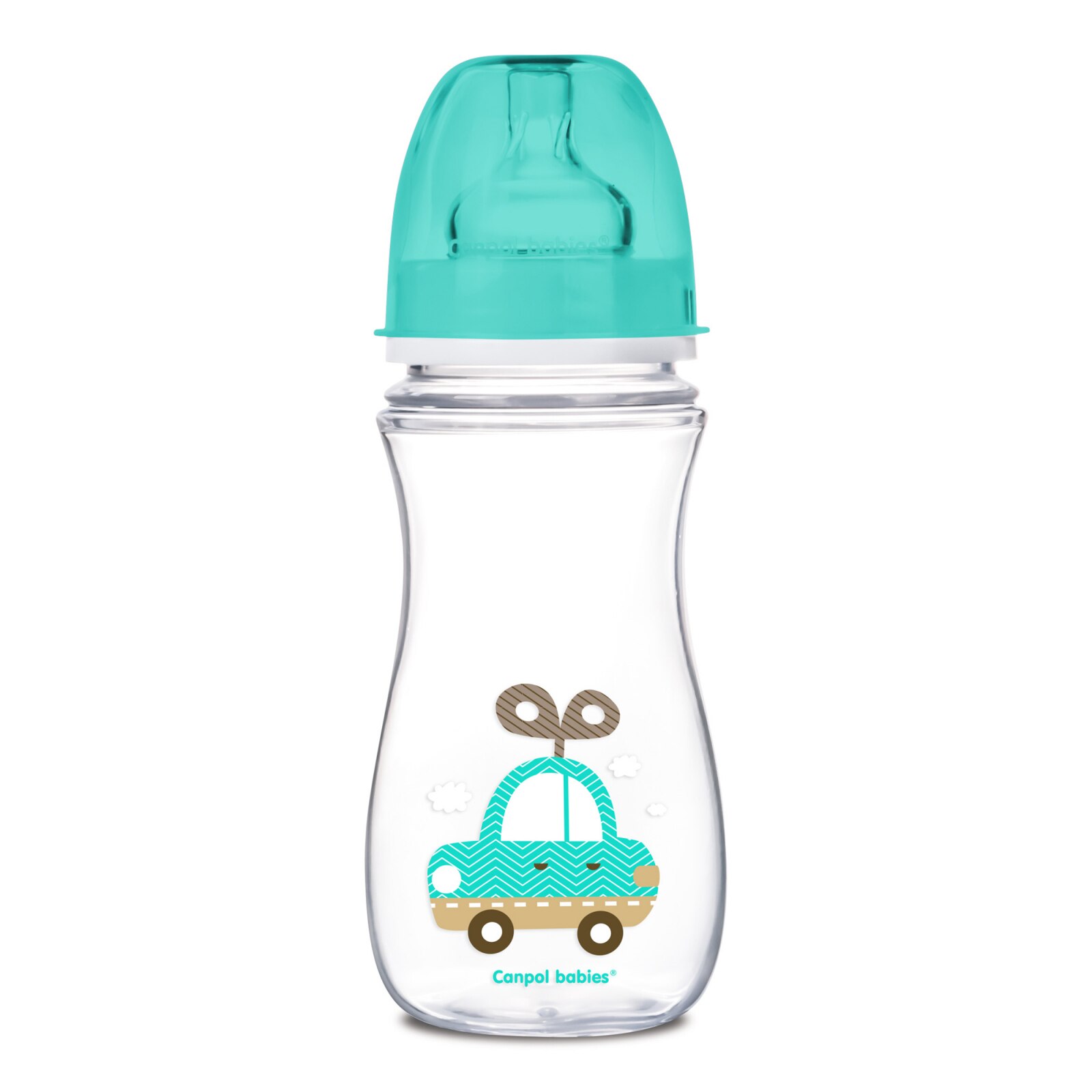 Biberon anticolici gat larg, Canpol babies®, polipropilena, 300 ml, “Toys”, bleu Albastru 300 ml