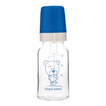 Biberon, Canpol babies®, sticla, 120 ml, “Teddy Friend”, albastru Albastru 120 ml Biberon, Canpol babies®, sticla, 120 ml, “Teddy Friend”, albastru Albastru 120 ml