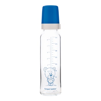 Biberon, Canpol babies®, sticla, 240 ml, “Teddy Friend”, albastru Biberon, Canpol babies®, sticla, 240 ml, “Teddy Friend”, albastru